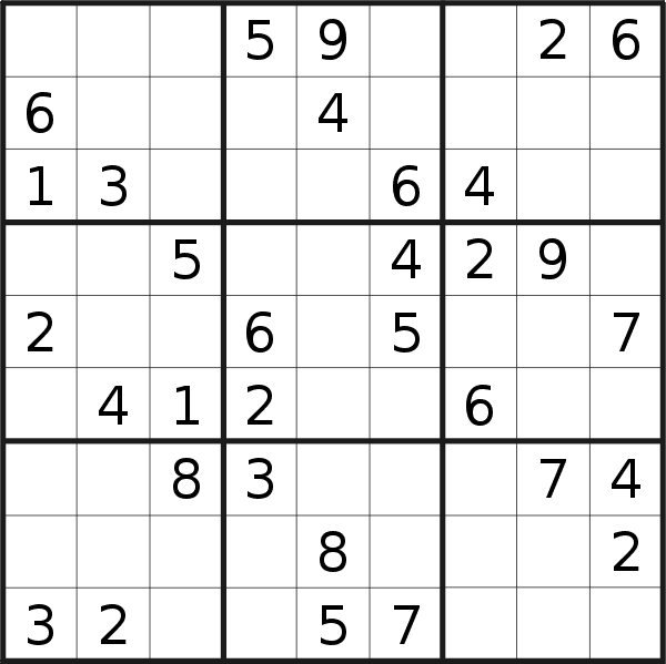 Sudoku puzzle for <br />Sunday, 3rd of March 2019