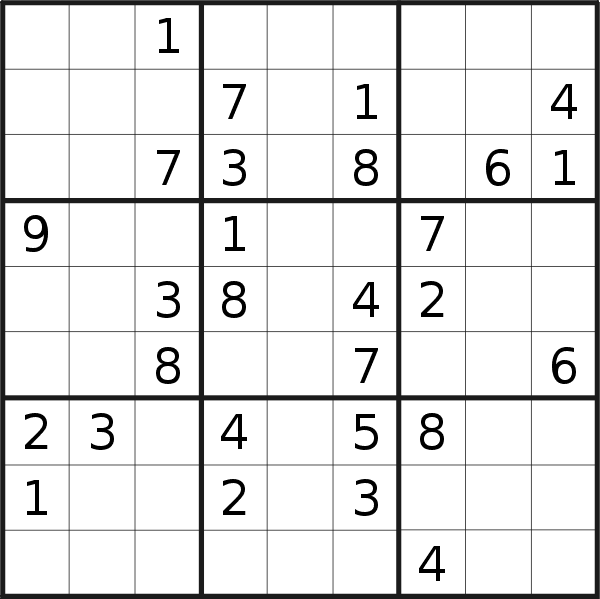 Sudoku puzzle for <br />Monday, 4th of March 2019
