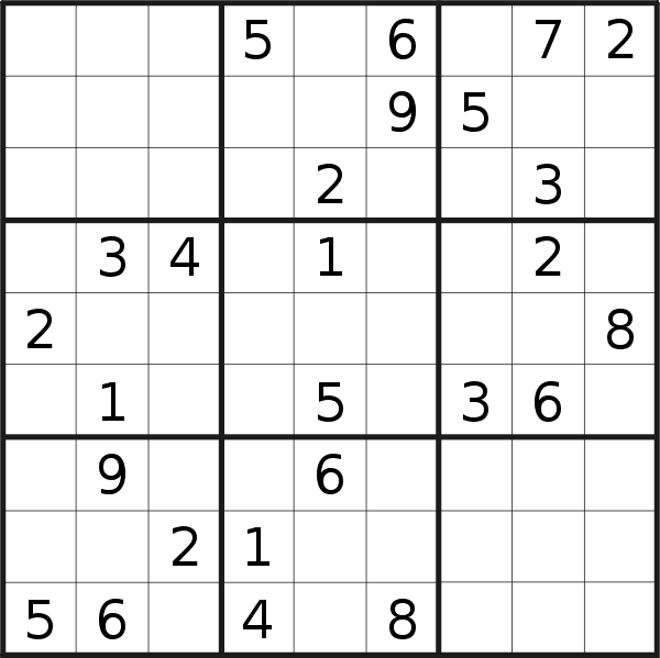 Sudoku puzzle for <br />Thursday, 7th of March 2019
