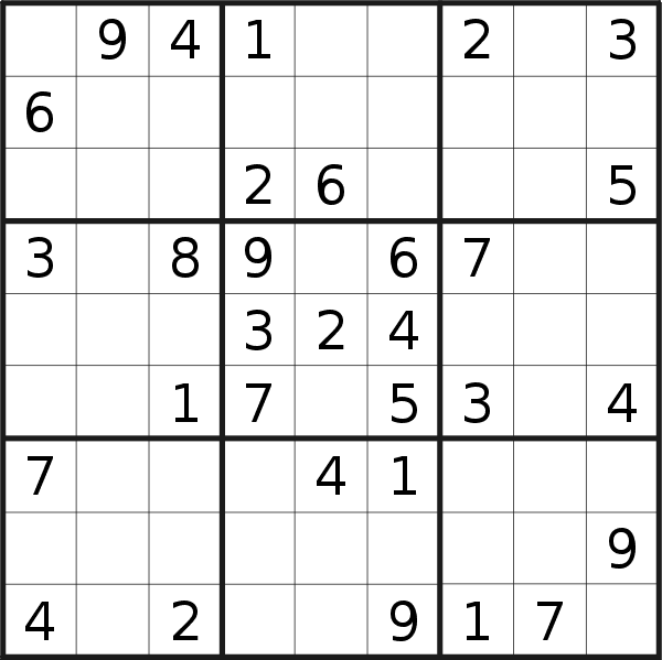 Sudoku puzzle for <br />Friday, 8th of March 2019