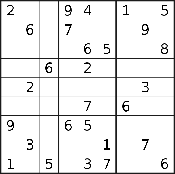 Sudoku puzzle for <br />Saturday, 9th of March 2019