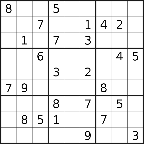 Sudoku puzzle for <br />Thursday, 14th of March 2019