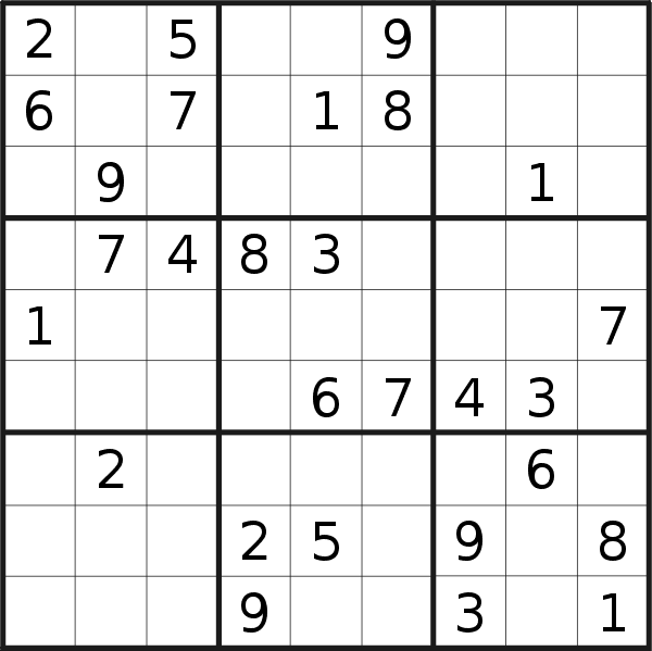 Sudoku puzzle for <br />Monday, 18th of March 2019
