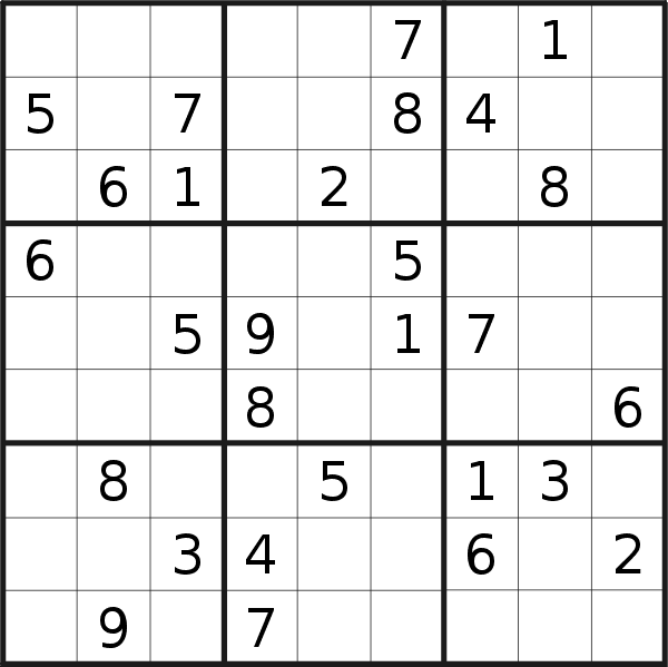 Sudoku puzzle for <br />Thursday, 21st of March 2019