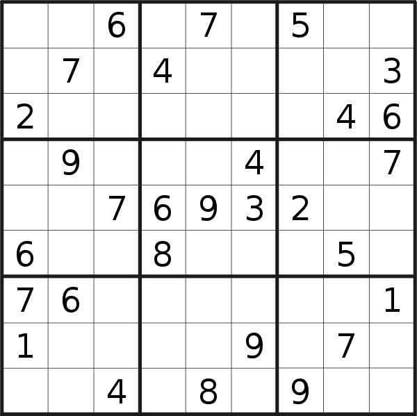 Sudoku puzzle for <br />Saturday, 30th of March 2019