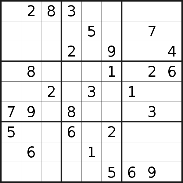 Sudoku puzzle for <br />Thursday, 11th of April 2019