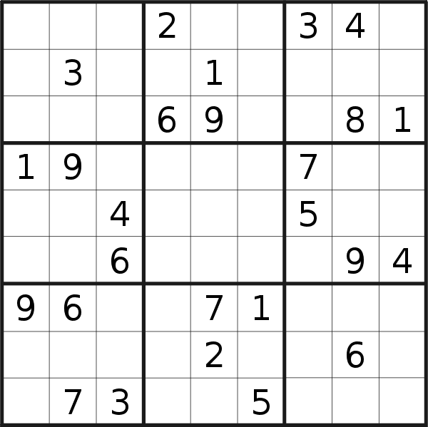 Sudoku puzzle for <br />Thursday, 18th of April 2019
