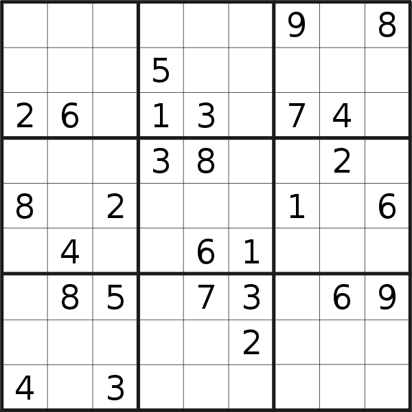 Sudoku puzzle for <br />Friday, 17th of January 2020