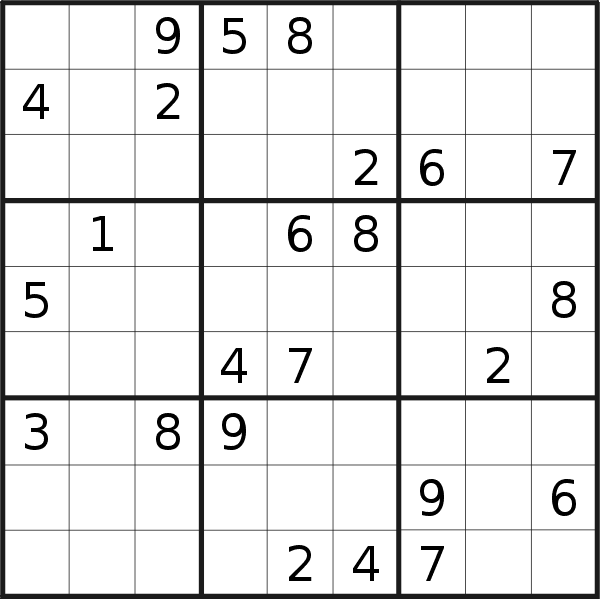 Sudoku puzzle for <br />Sunday, 19th of January 2020