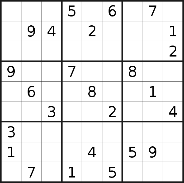 Sudoku puzzle for <br />Sunday, 2nd of February 2020