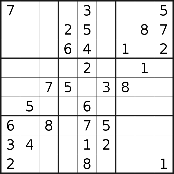 Sudoku puzzle for <br />Thursday, 13th of February 2020