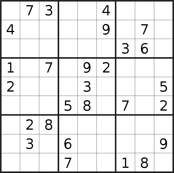 Sudoku puzzle for <br />Monday, 17th of February 2020
