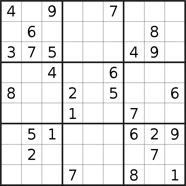 Sudoku puzzle for <br />Saturday, 22nd of February 2020