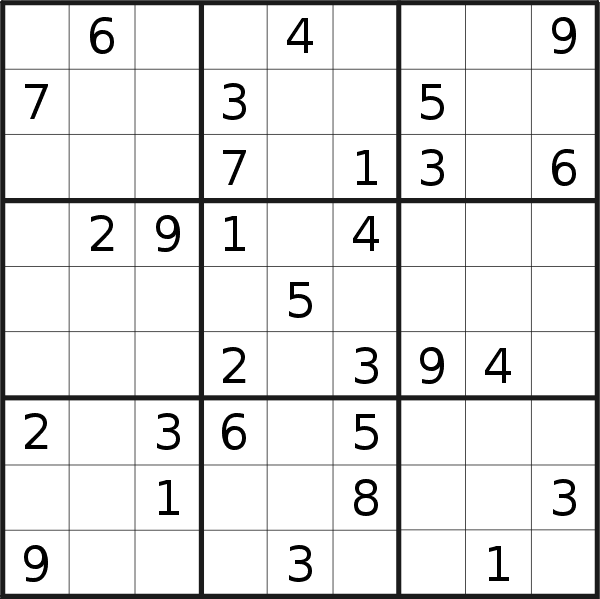 Sudoku puzzle for <br />Sunday, 23rd of February 2020