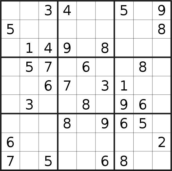 Sudoku puzzle for <br />Monday, 24th of February 2020
