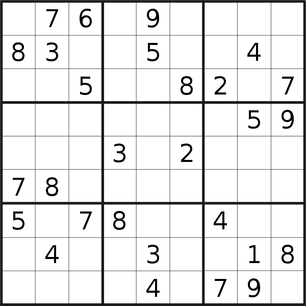 Sudoku puzzle for <br />Saturday, 7th of March 2020