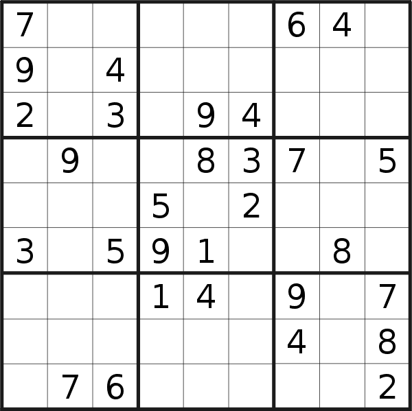 Sudoku puzzle for <br />Monday, 9th of March 2020
