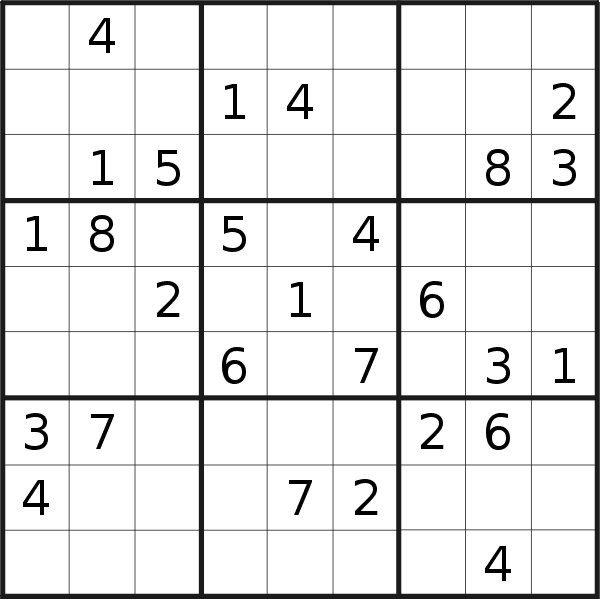 Sudoku puzzle for <br />Sunday, 22nd of March 2020