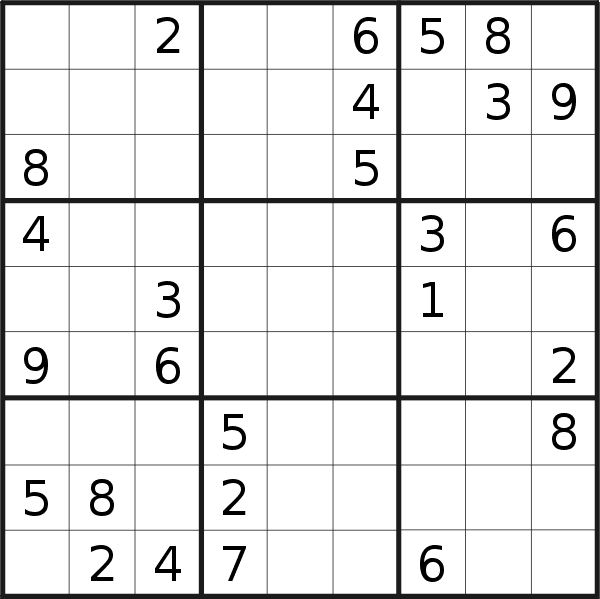 Sudoku puzzle for <br />Wednesday, 25th of March 2020