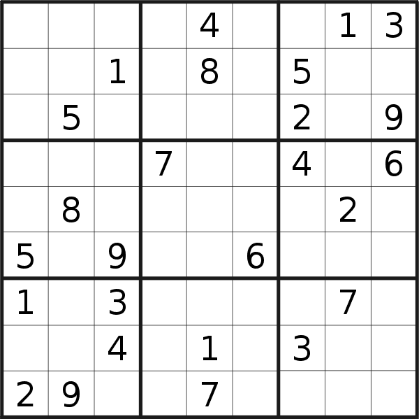 Sudoku puzzle for <br />Wednesday, 1st of April 2020