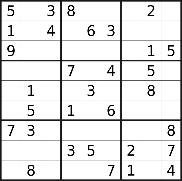 Sudoku puzzle for <br />Tuesday, 20th of February 2024