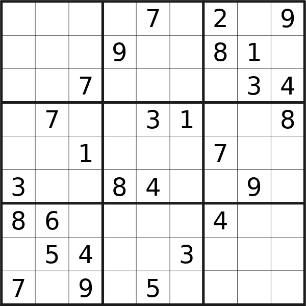 Sudoku puzzle for <br />Thursday, 22nd of February 2024