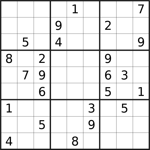 Sudoku puzzle for <br />Sunday, 3rd of March 2024