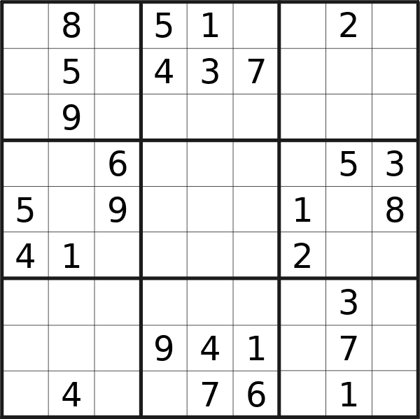 Sudoku puzzle for <br />Saturday, 9th of March 2024