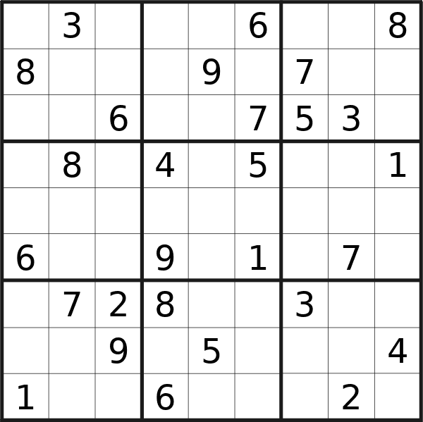 Sudoku puzzle for <br />Monday, 18th of March 2024