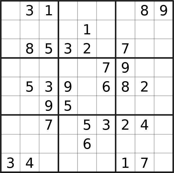 Sudoku puzzle for <br />Thursday, 21st of March 2024