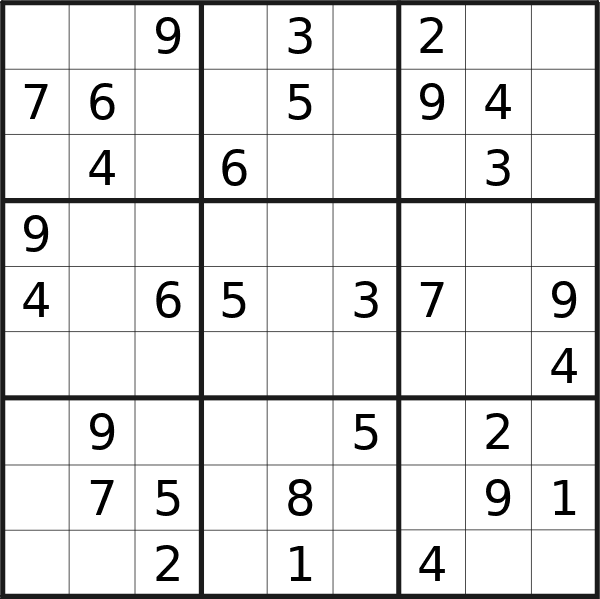 Sudoku puzzle for <br />Friday, 29th of March 2024