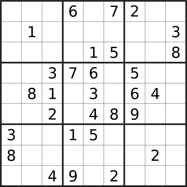 Sudoku puzzle for <br />Monday, 1st of April 2024