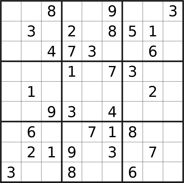 Sudoku puzzle for <br />Wednesday, 10th of April 2024