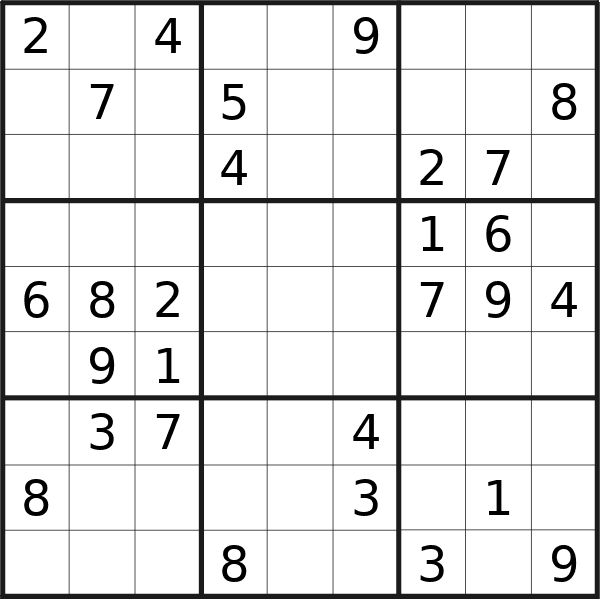 Sudoku puzzle for <br />Wednesday, 17th of April 2024
