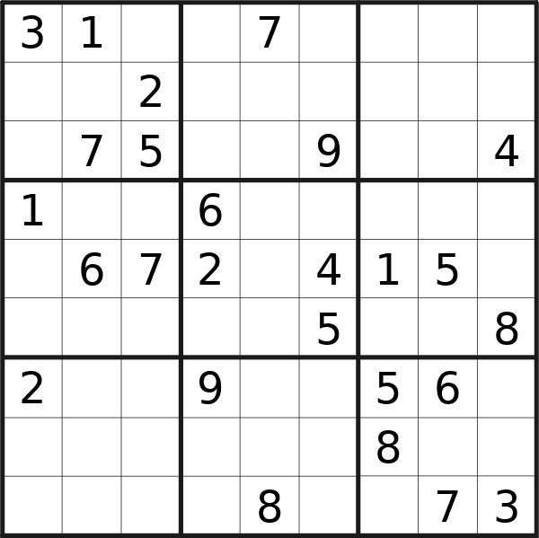 Sudoku puzzle for <br />Sunday, 21st of April 2024