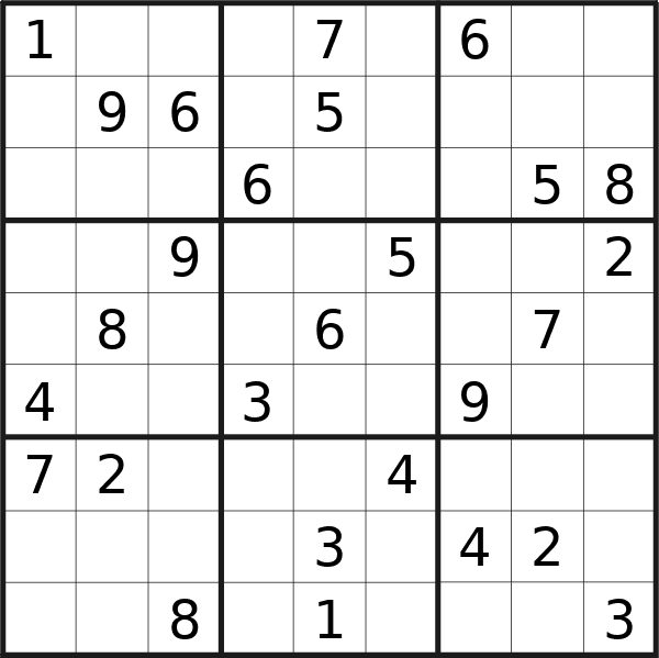 Sudoku puzzle for <br />Monday, 22nd of April 2024