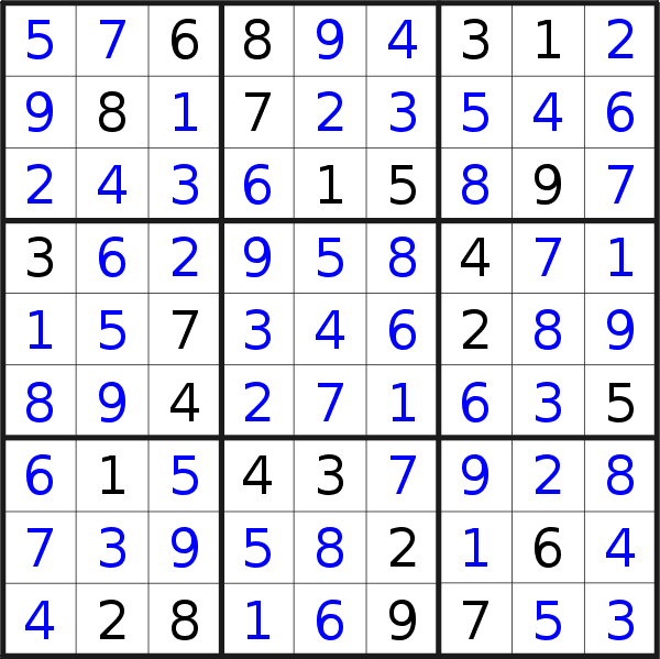 Sudoku solution for puzzle published on Wednesday, 10th of October 2012