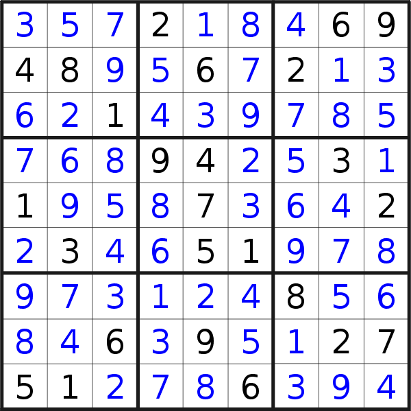 Sudoku solution for puzzle published on Friday, 1st of February 2013
