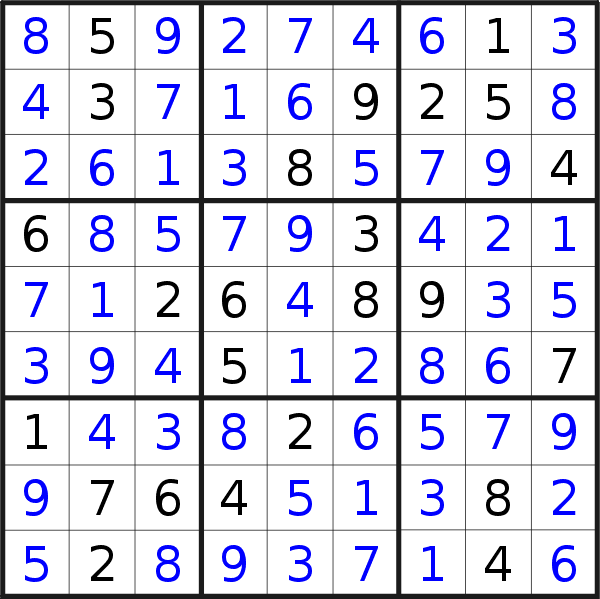 Sudoku solution for puzzle published on Thursday, 15th of August 2013