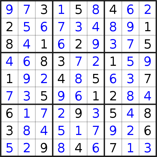 Sudoku solution for puzzle published on Wednesday, 28th of August 2013