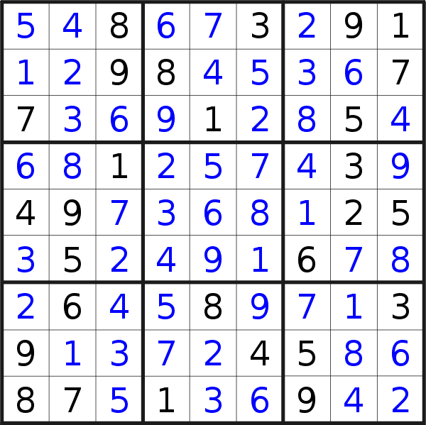 Sudoku solution for puzzle published on Friday, 17th of January 2014
