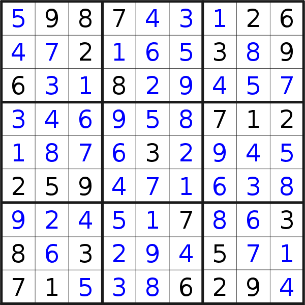 Sudoku solution for puzzle published on Monday, 14th of April 2014