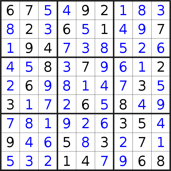 Sudoku solution for puzzle published on Wednesday, 16th of April 2014