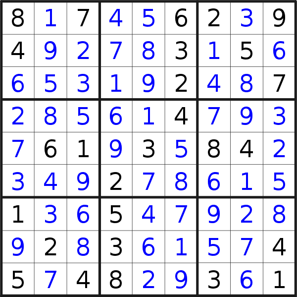 Sudoku solution for puzzle published on Friday, 18th of April 2014