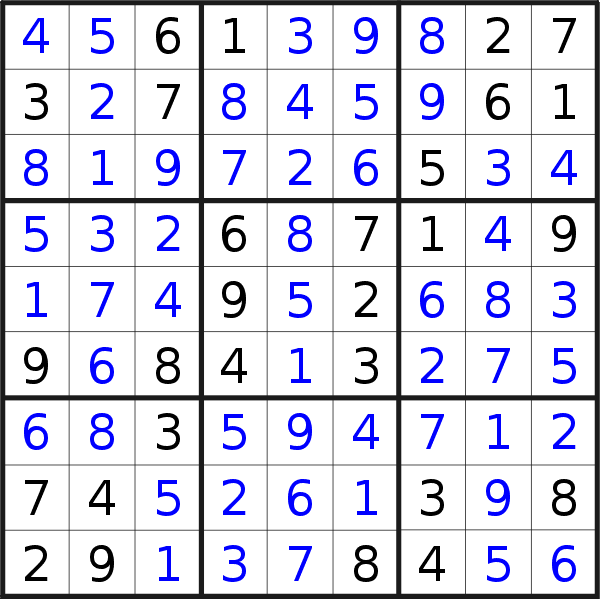 Sudoku solution for puzzle published on Saturday, 19th of April 2014