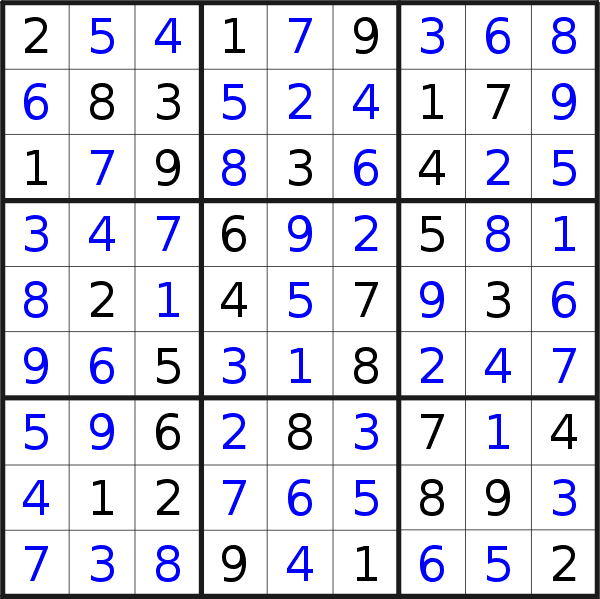 Sudoku solution for puzzle published on Tuesday, 22nd of April 2014