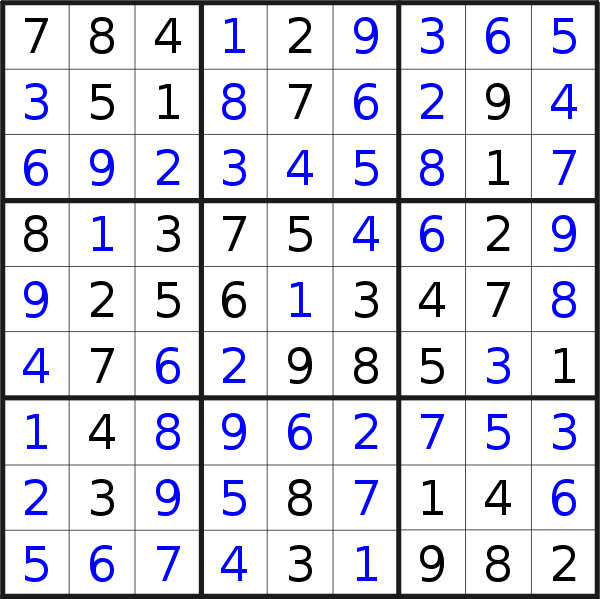 Sudoku solution for puzzle published on Wednesday, 23rd of April 2014