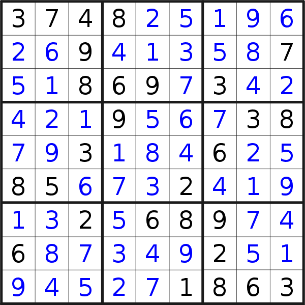 Sudoku solution for puzzle published on Sunday, 20th of July 2014