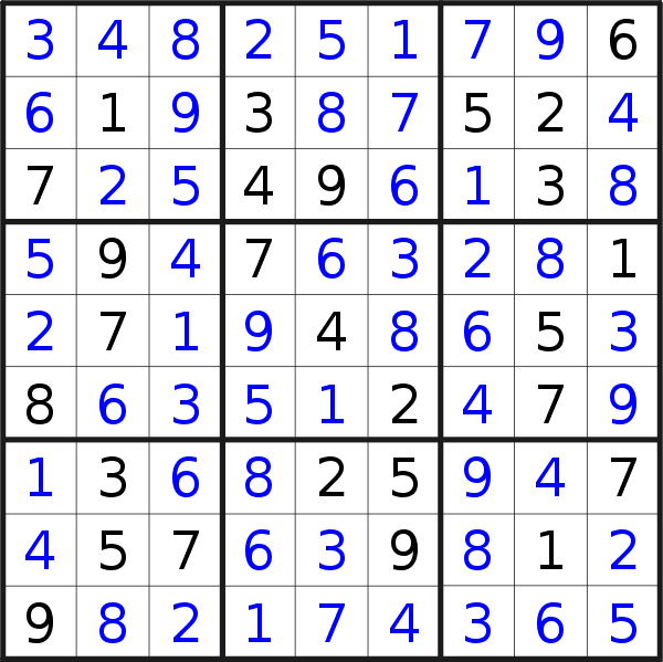 Sudoku solution for puzzle published on Monday, 21st of July 2014