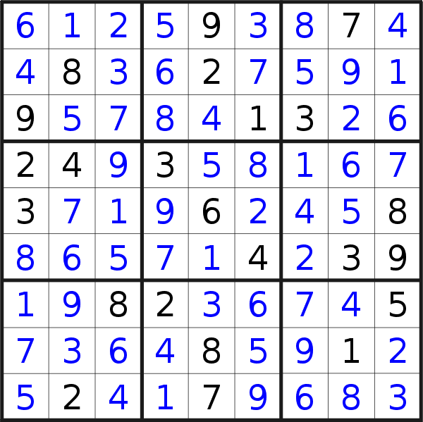 Sudoku solution for puzzle published on Wednesday, 23rd of July 2014